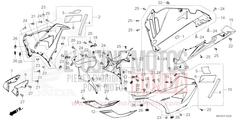 MITTLERER WINDLAUF von CBR1000RR "Fireblade" GRAND PRIX RED (R380) von 2024
